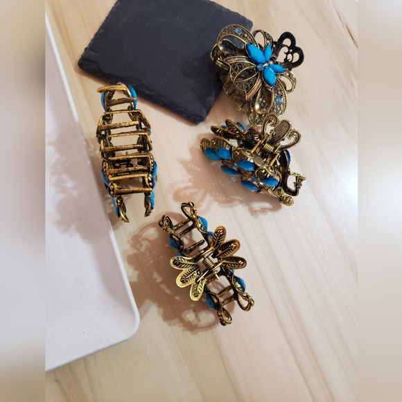 Blue Retro Style Fashion Hair Clips Hair Claws 4 Styles To Choose From - Picture 8 of 9